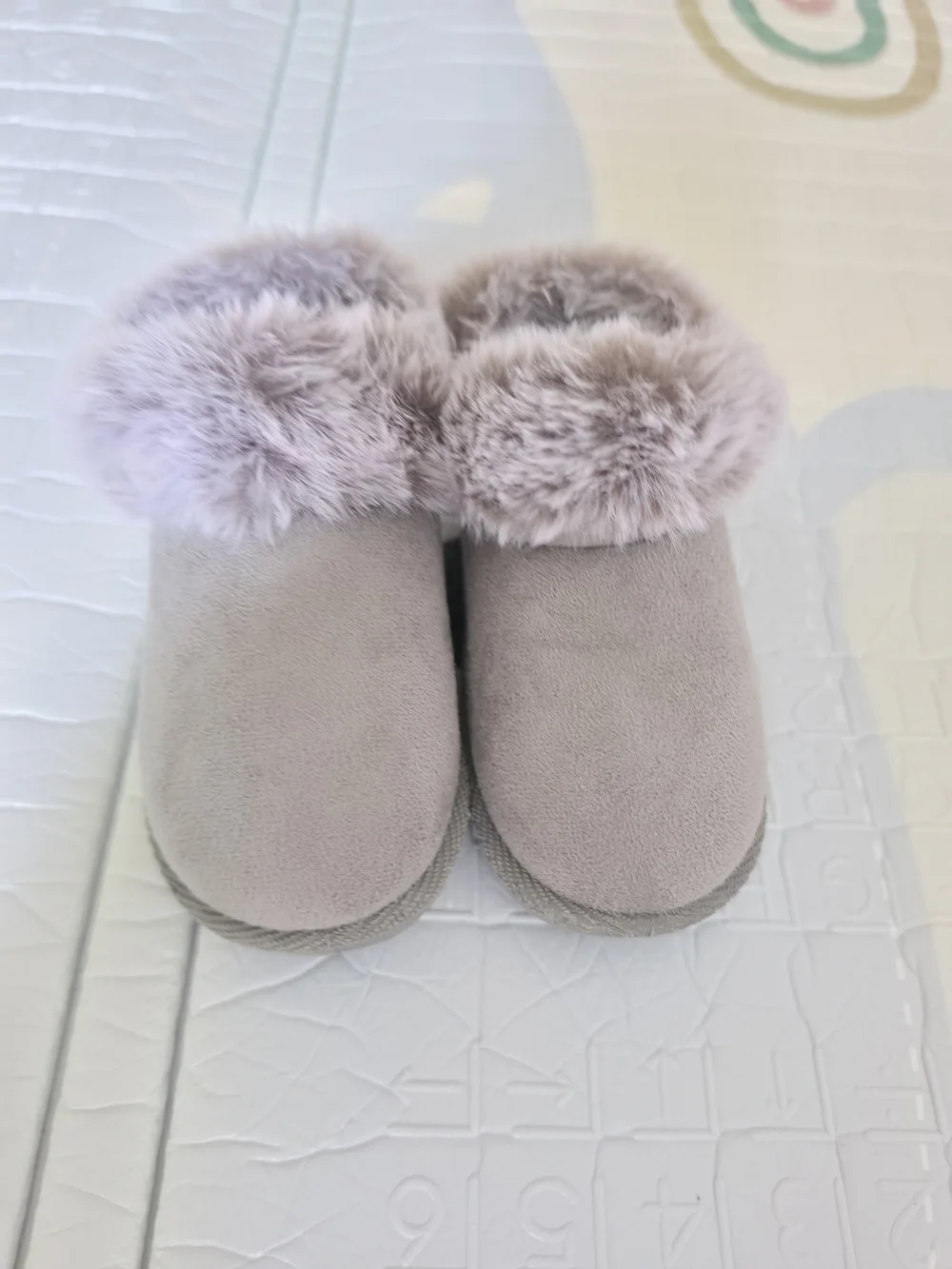 Kids Plush Faux-Fur Rain & Snow Booties - Light Gray